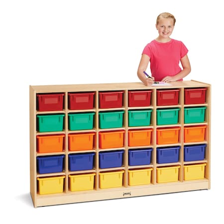 Jonti-Craft 30 Cubbie-Tray Mobile Storage, with Colored Trays 0431JC